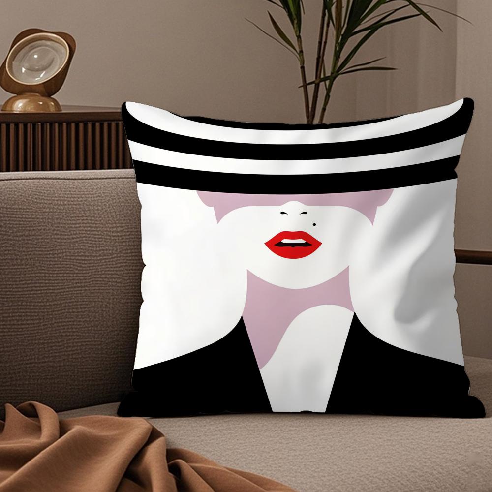 Advanced Black White Pillow Case Silky elegant Comfort Sofa Bed Invisible zipper