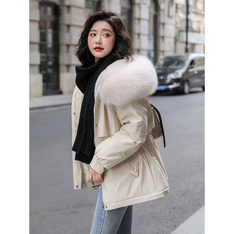 Winter Clothes New Cotton-padded Jacket Girls' Long Style Plus Velvet Leather Pie To Overcome Small Size Cotton-padded Coat.