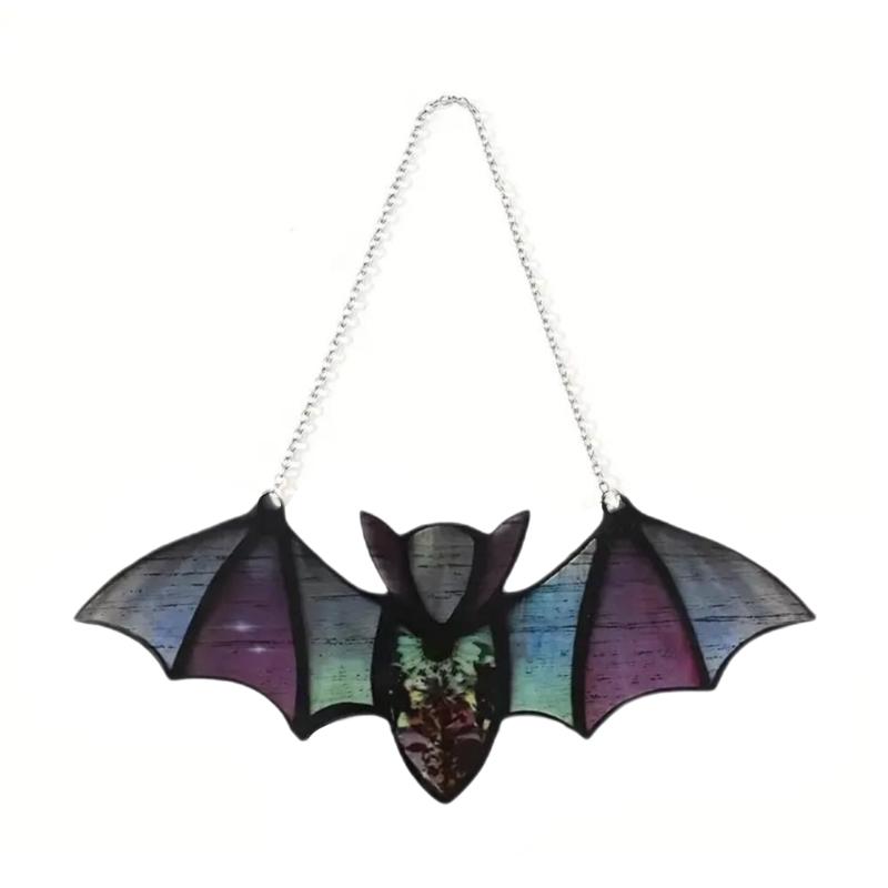 Acrylic Bat Suncatcher Window Hanging Stained Glass Wall Art Halloween Decoration
