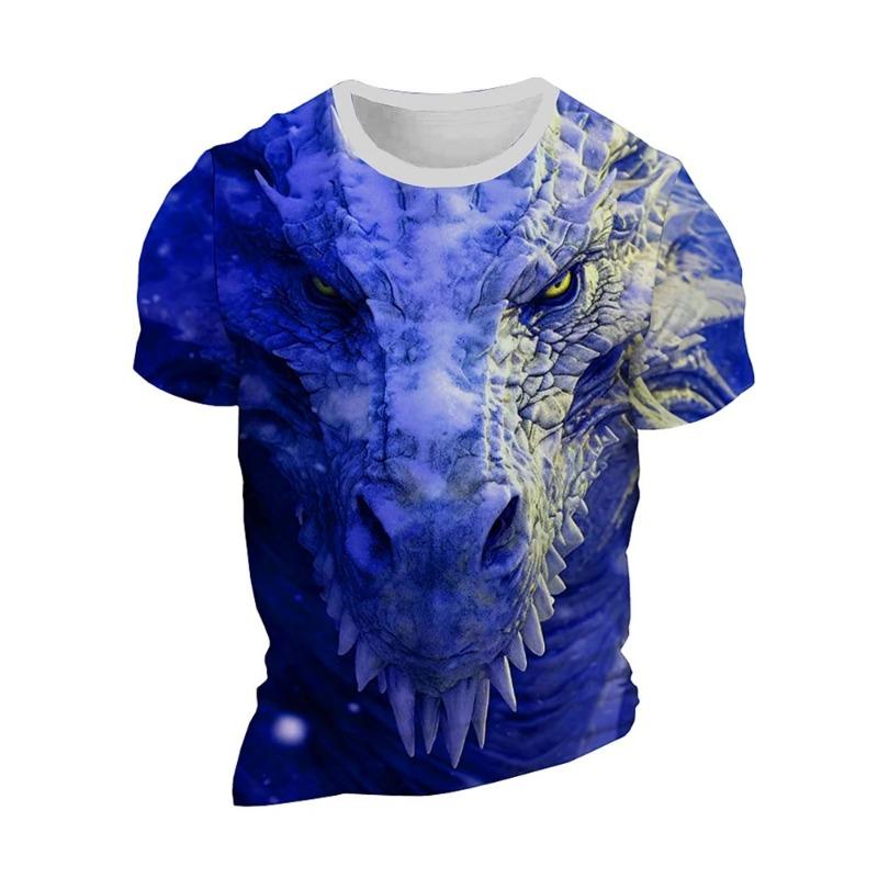 Men's T-shirt 3D dragon print summer daily casual men's street T-shirt short sleeved outdoor sports city fashion men's T-shirt