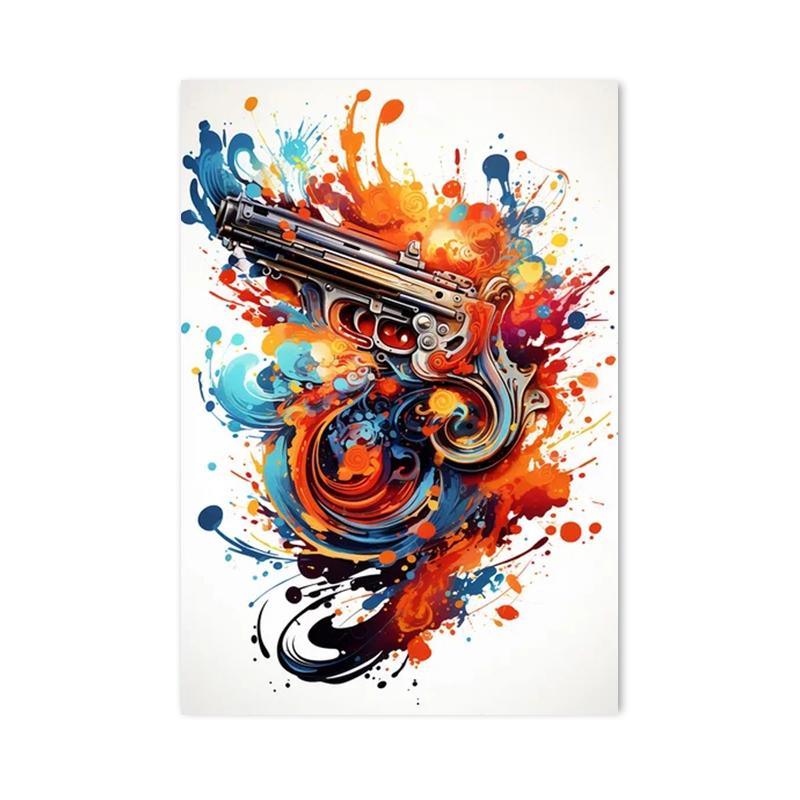 Abstract Graffiti Pistol Posters and Prints Canvas Paintings Wall Art Pictures for Living Room Home Decoration