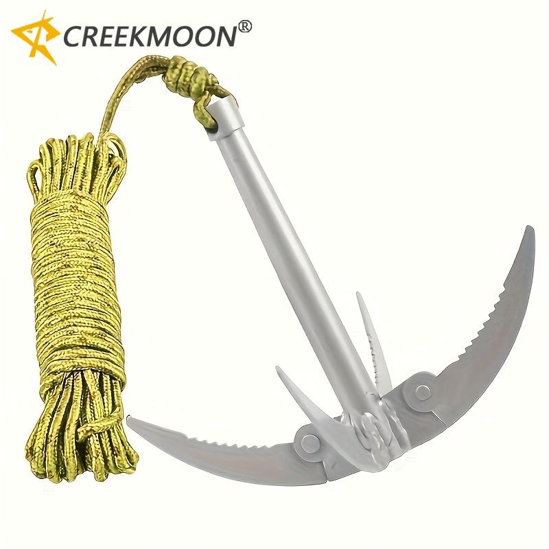 High-Efficiency Foldable Weed Remover with 393.7" Rope - Galvanized Iron, Easy Aquatic Plant Extraction, Includes Quad Anchor