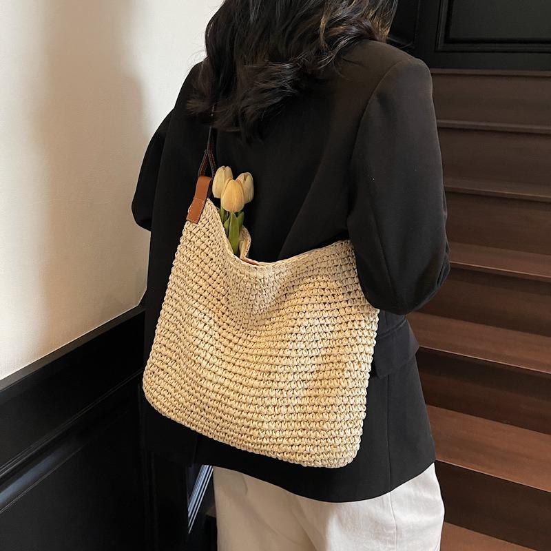 Summer Woven Straw Bag Women's New Large-capacity Shoulder Messenger Bag Seaside Beach Bag