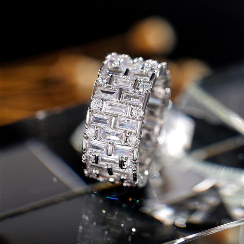 Luxury 925 Sterling Silver Women Wedding Rings Geometric CZ Simple Stylish Female Accessories High Quality Statement Jewelry