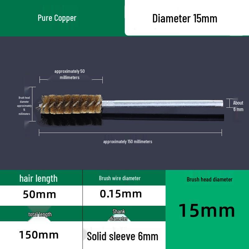 Industrial Rust Removal and Polishing Brush with Handle - Stainless Steel and Copper Wire for Inner Hole Sanding