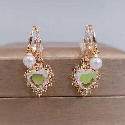 Heart Shape Drop Earrings for Women 2023 New Fashion Colorful Zircon Earring Luxury Wedding Engagement Party Jewelry Accessories