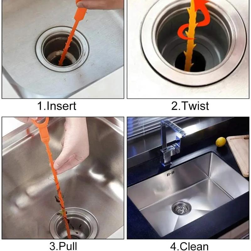 1-10PC Sewer Unclogger Bathroom Hair Sewer Sink Clean Pipe Dredging Shower Remover Household Cleanser Drainage Unblocking Tools