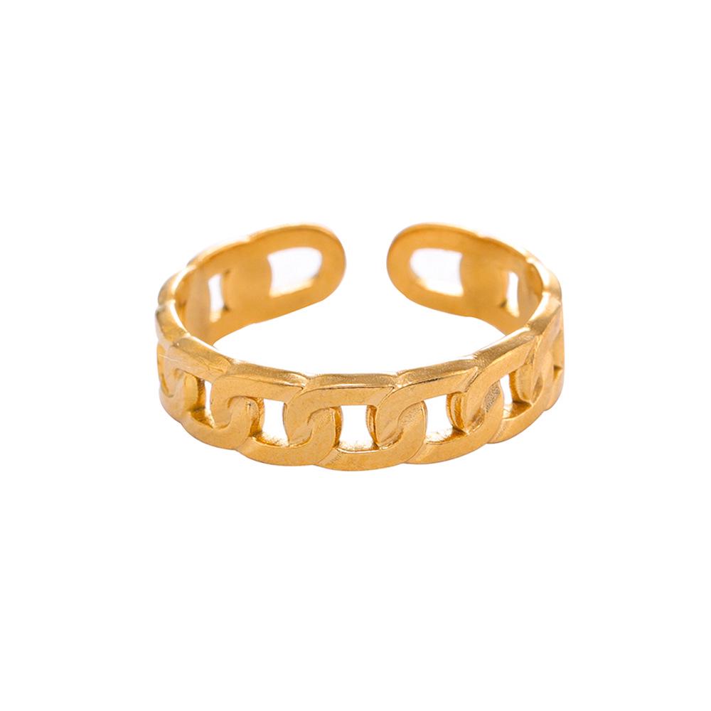 Xiaohongshu Damen 18K Goldplattierter Mode Titanstahl Ring - High-End, Farbecht, Leichter Luxus Stil.