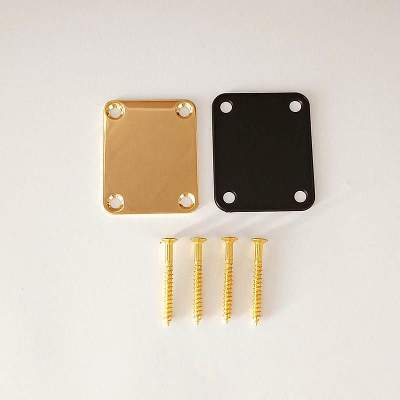 Guitar Neck Plate With Screws Square Neck Body Connection Steel Plate Gold Silver Black Retro Style Guitar Protector Suitable