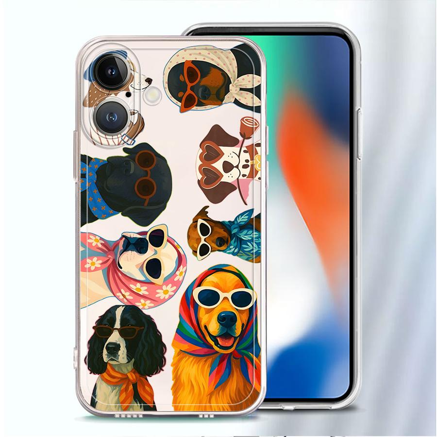 Cartoon Dog Soft Phone Cover Case for iPhone 17 Pro Max XS Max 14 Plus 13 Pro 7 8 Air 16 11 XR 12 Mini 15