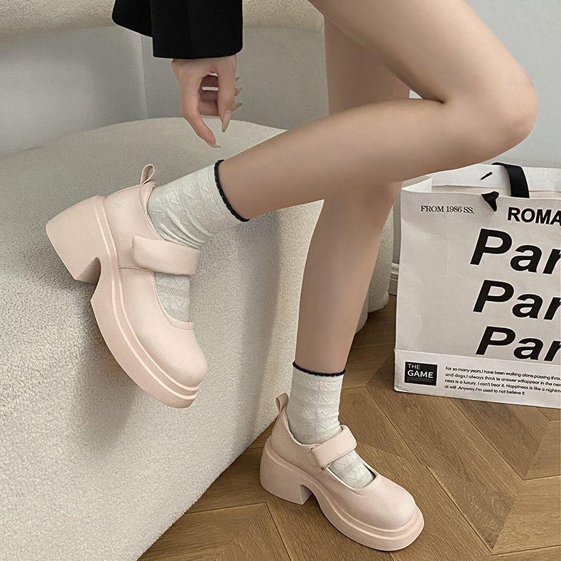 French retro platform Mary Jane small leather shoes women's 2025 new summer versatile skirt thick heel light mouth single shoes