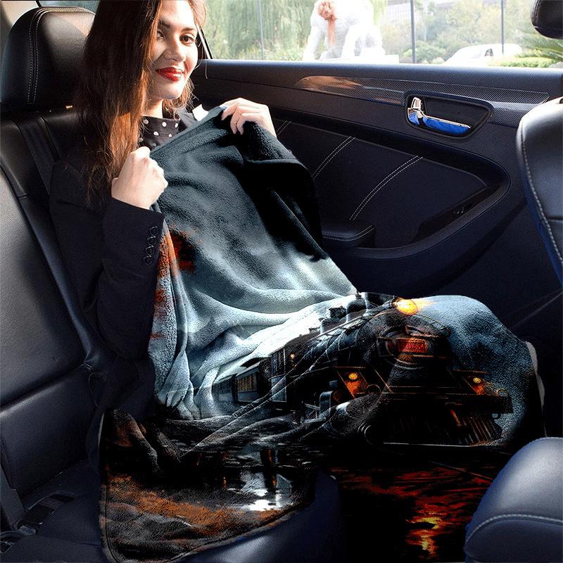 1pc Train Printing Lightweight Flannel Blanket, Comfortable and Warm Blanket, for Camping Sofa Bed and Couch Office, Suitable for Gift Blanke
