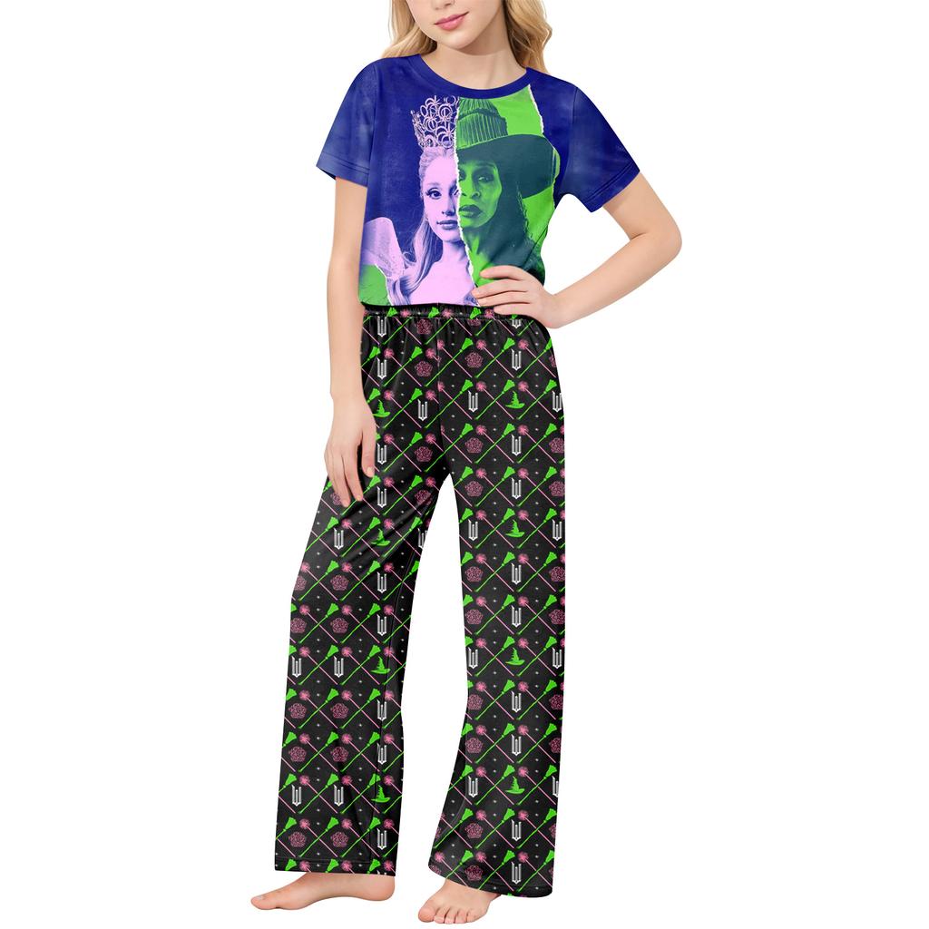 Children's Short-Sleeve Printed Two-Piece Pajama Set With T-Shirt And Pants