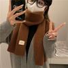 Solid Color Women Knitted Scarf Thicken Windproof Scarves Neck Cover Soft Thermal Neck Warmer