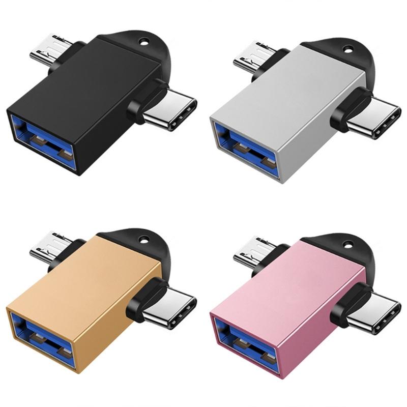 USB 3.0 to Type C and Small USB OTG Adapters Aluminum Type C Converter Pocket Size Adapters for Smartphones Tablets