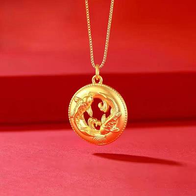 Pingente de Peixe Koi Dourado do Vietnã: Colar Unisex com Fivela da Paz Estilo Chinês