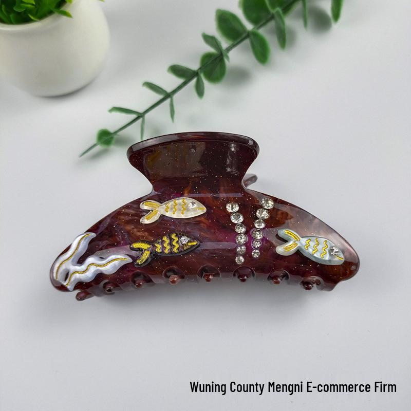 Elegancka spinka do włosów z cyrkoniami w kształcie rozgwiazdy i muszelkowa klamra do upięć