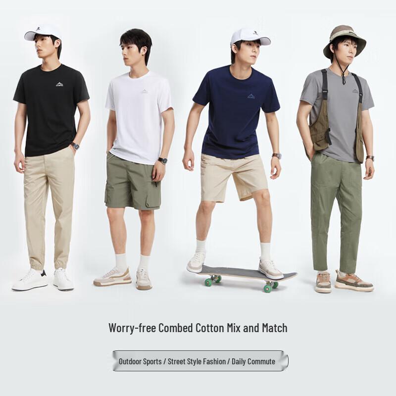 Camel Men's Pure Cotton Breathable Short Sleeve 3-Proof Round Neck T-Shirt M13BAQR045