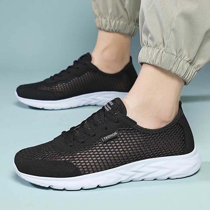Summer Mesh Hollow Shoes Lightweight Breathable Sports Casual Shoes Large Size Travel Running Shoes