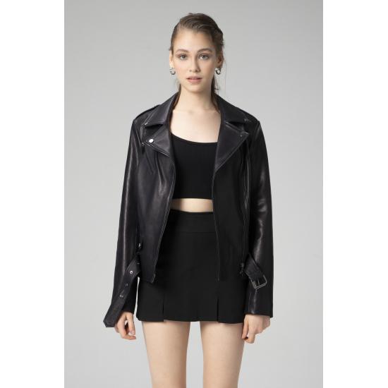 Palton de damă, elegant și confortabil K2165 Jumbo, din piele naturală, de damă