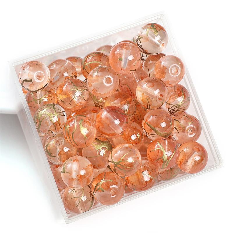 30/50pcs Crystal Glass Beads Ice Permeating Ink Halo Dyeing Sprinkles Golden Loose Spacer Beads for Jewelry Making