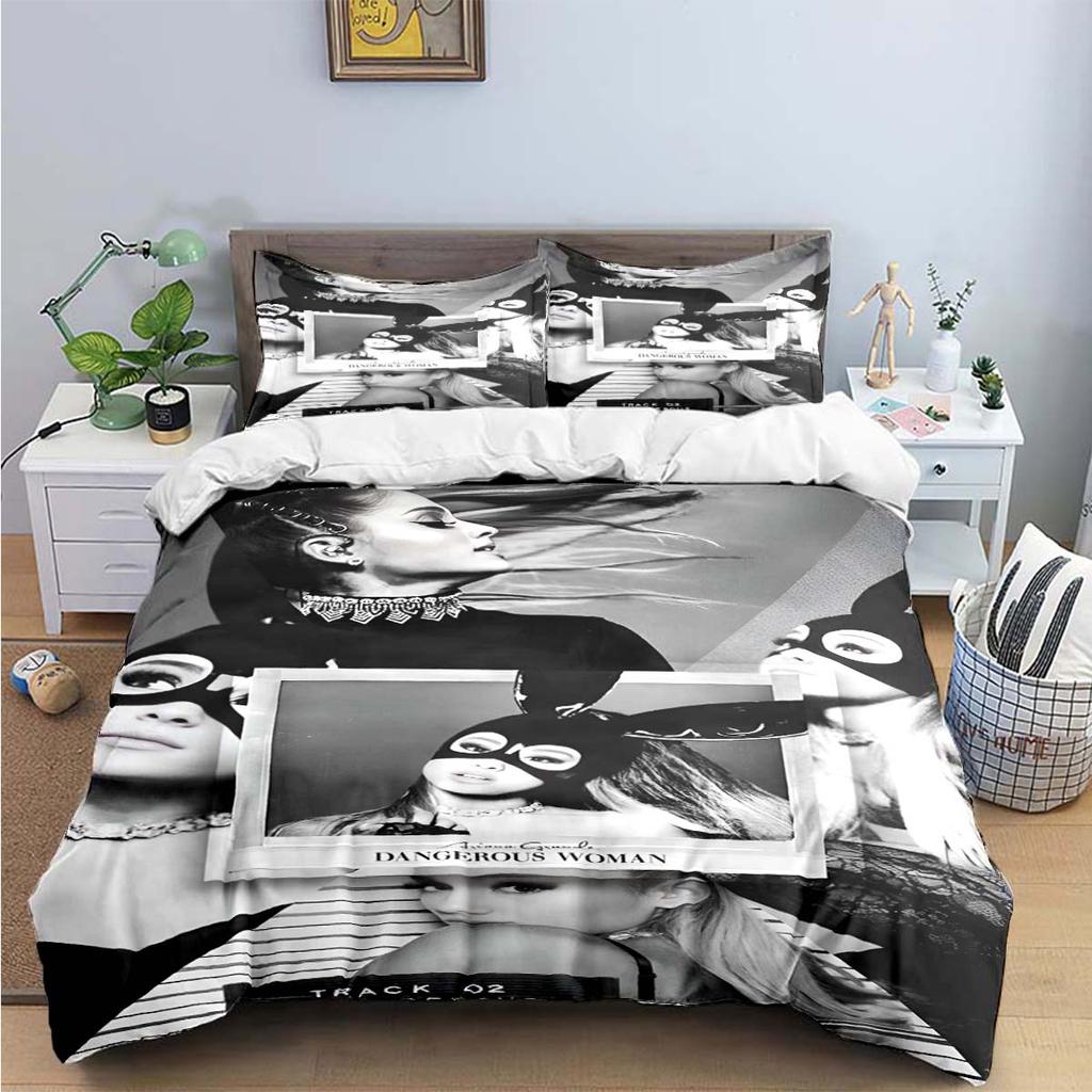 Comforter Fashion Pop Singer A-Ariana G-Grande Print Bedding Sets Bed Supplies Set Bed Comforter Set Bedding Set Luxury Gift