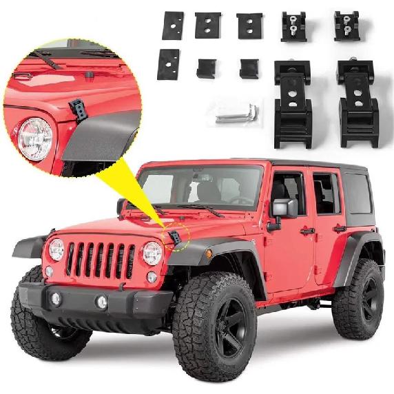 Hood Lock Latches for Jeep Wrangler JK Rubicon Sahara 2011-2018 Hood Lock Catch Exterior Accessories Black Aluminium Alloy