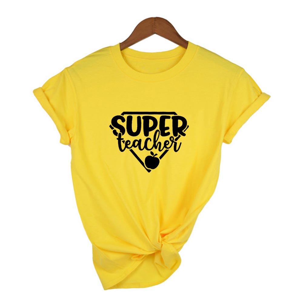 Super Teacher Letter Print Graphic Summer Tees Women Short Sleeve O Neck T Shirt Vintage Harajuku