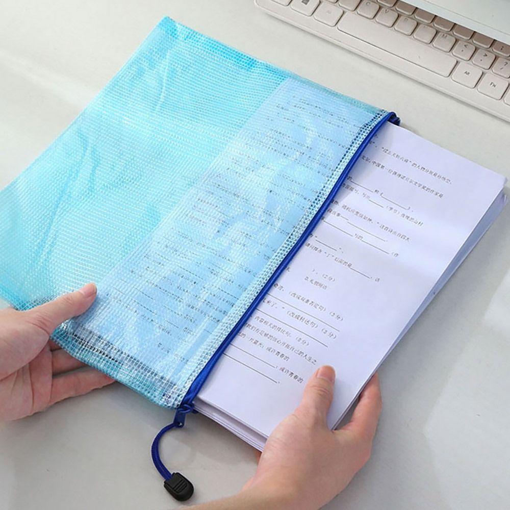 Large-Capacity File Bag Waterproof Information Bag INS Zipper Grid Bag  Girls Boys