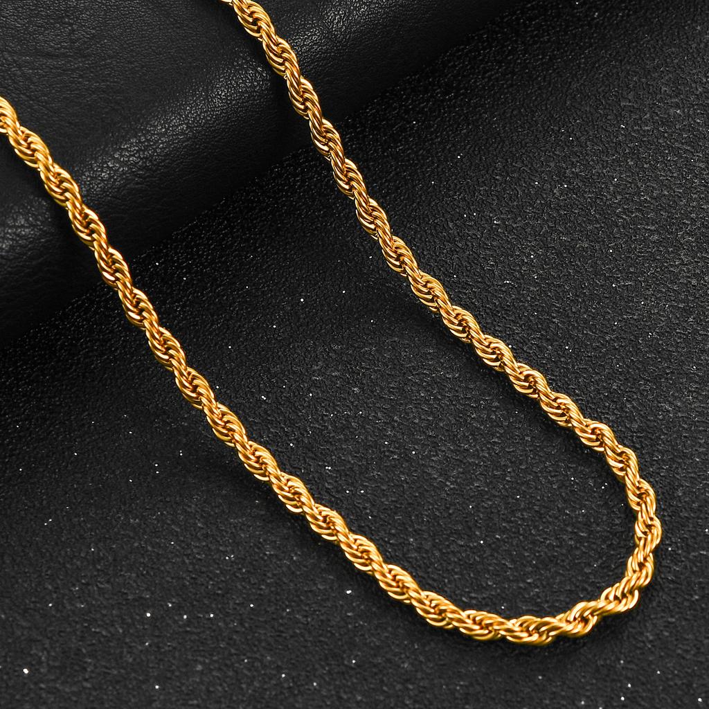 2/3/4/5/6mm Stainless Steel Twisted Rope Chain Necklace for Men Women Gold Color Plated Neck Chains Choker Metal Jewelry Gift