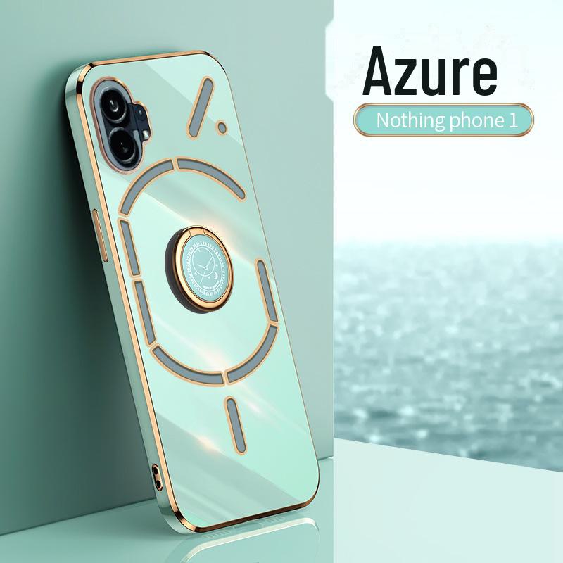 Elektropokovený silikonový kryt proti pádu pro Nothing Phone1 s rovnými hranami a kruhovým stojánkem