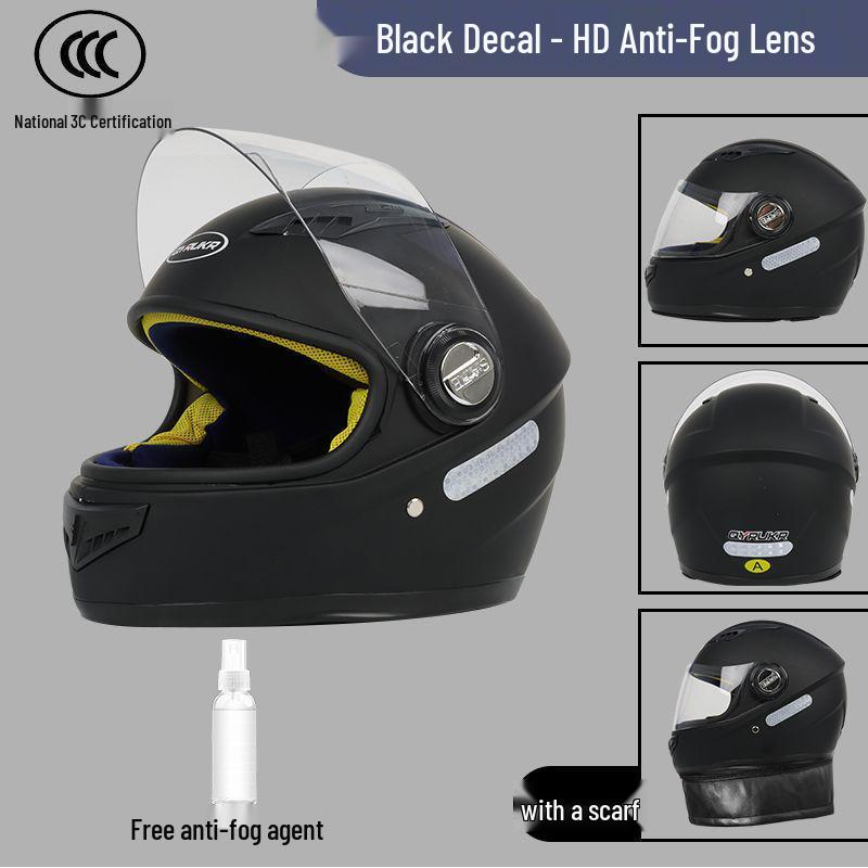 New 3C-Certified Full Face Motorcycle Helmet - Double Lens, All-Season, Cool, Cold-Proof, Rain-Proof, Unisex.