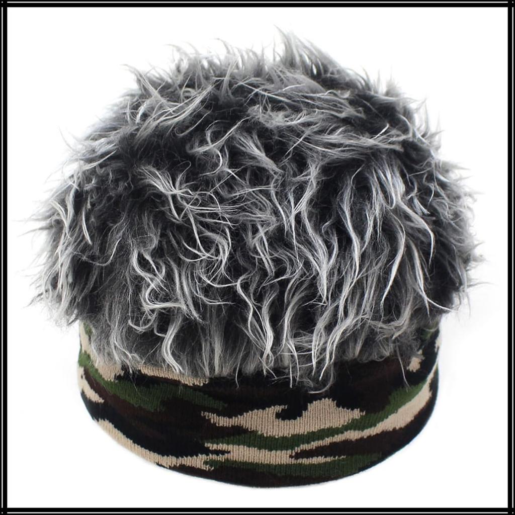 Camouflage Hair CZ290 [White Fang] Hat, Wig, Hat, Ski, Snowboard, Fur, Colorful, Men's, Women's, (Gray)