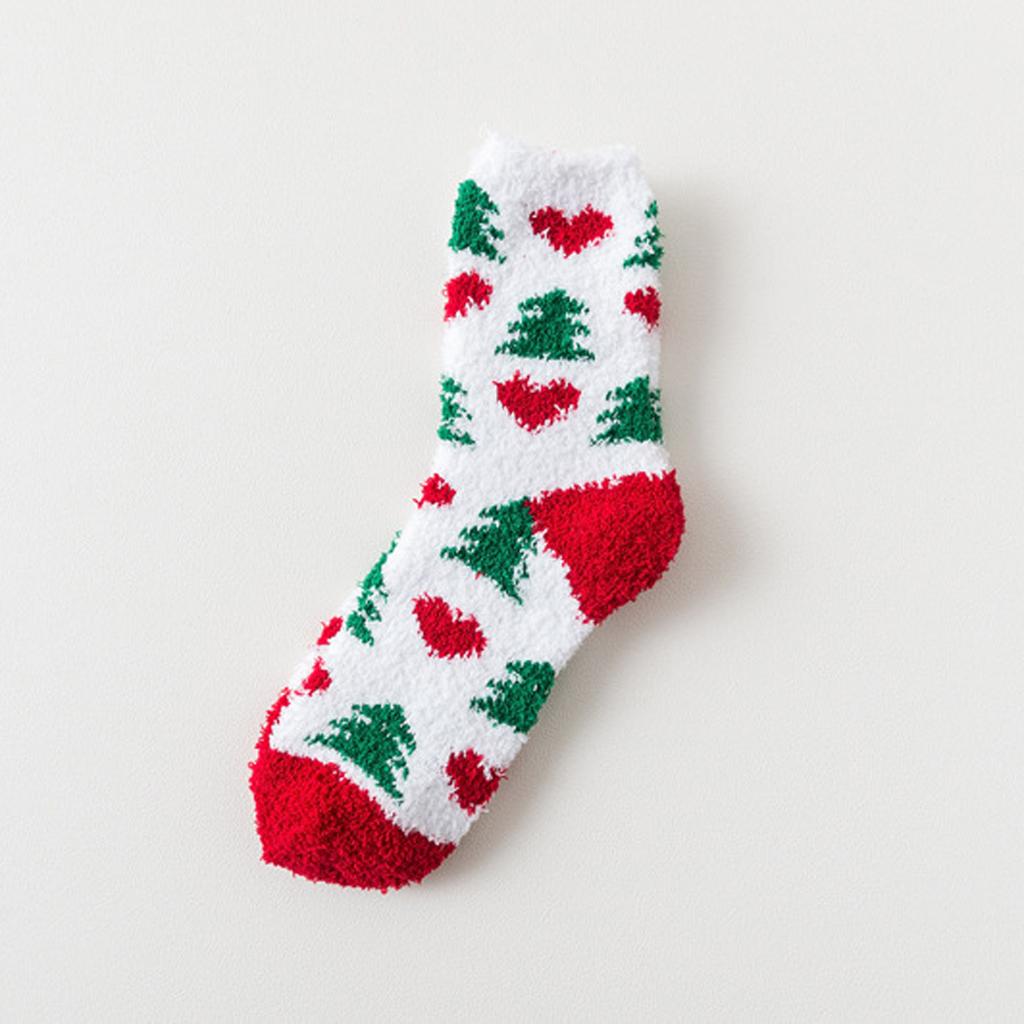Women Christmas Thick Coral Fleece Socks Plus Fleece Warm Floor Socks In Tube Socks