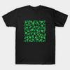 Men Black Print T-shirt Clover Pattern No-Cut Transfer Paper Print Cotton Tshirt