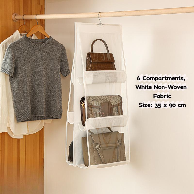 Hanging Transparent Storage Bag 6/8 Grids Multi-Layer Organizer For Handbags Shoes Sundries Space Saving Dustproof Pouch