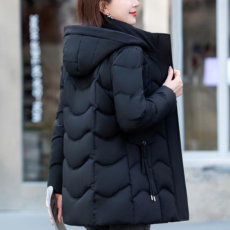 Módní zimní bundy dámské parky s kapucí volné silné teplé dámské dlouhé kabáty