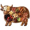 Tábua de Charcutaria de Vaca Madeira Prato de Comida de Vaca Tábua de Aperitivos para Lanche Frutas Carne Queijo Festa em Casa Banquete Reunião de Família