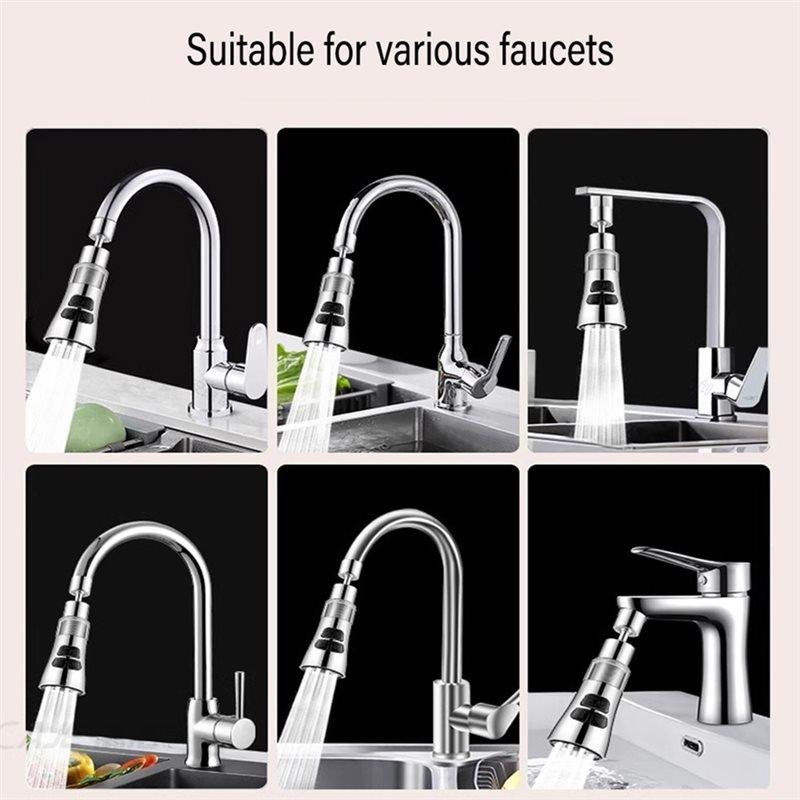 Estensore Rubinetto Cucina Universale Premium 360° Con Filtro Aeratore Filtro Anti-Schizzo Lavandino Rubinetto Aeratore Ugello Bollicine Grigio