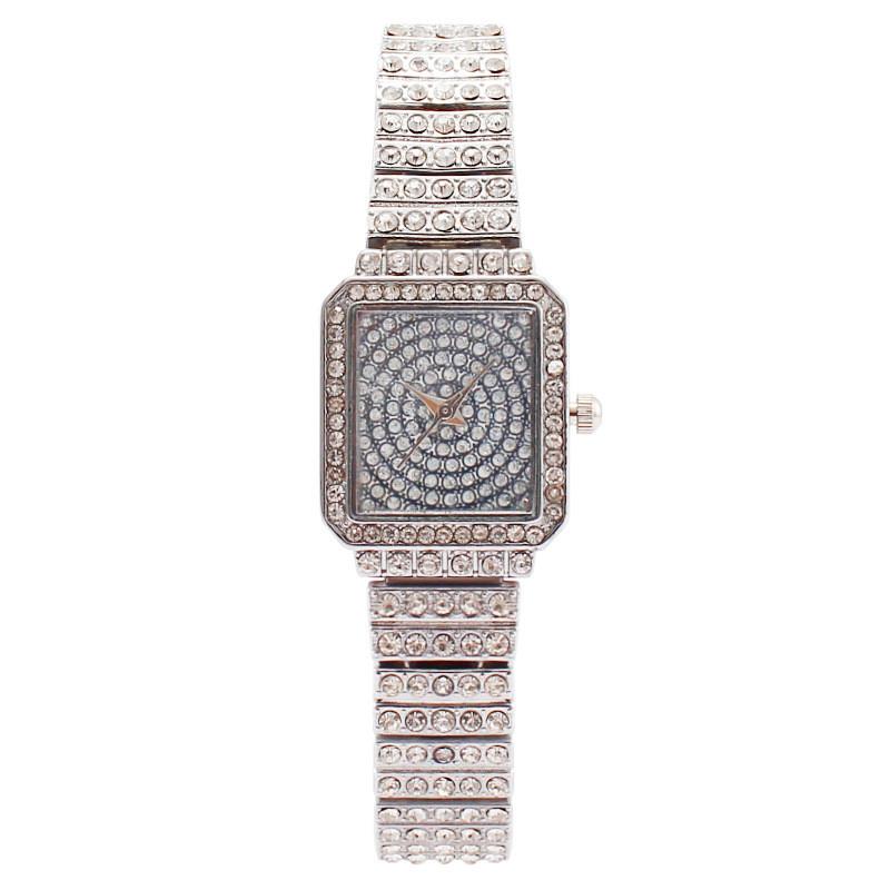 

Fashion Ladies Square Diamond Watch With Quartz Movement For Elegant Women серебряный