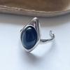 Xiaomi 925 Sterling Silver Rings For Women Geometric Fine Jewelry Finger Adjustable Simple Black Stone Ring For Party Birthday Gift