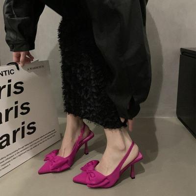 Nuevas Sandalias Mules Planas de Moda con Gran Lazo de Mariposa para Mujer Zapatos de Piel Charol de Alta Calidad Cómodos Puntiagudos con Correa Trasera