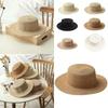 Handwoven Straw Beach Sun Hat Wide Brim Sunscreen Hat Fashionable Panama Cap  Women Summer
