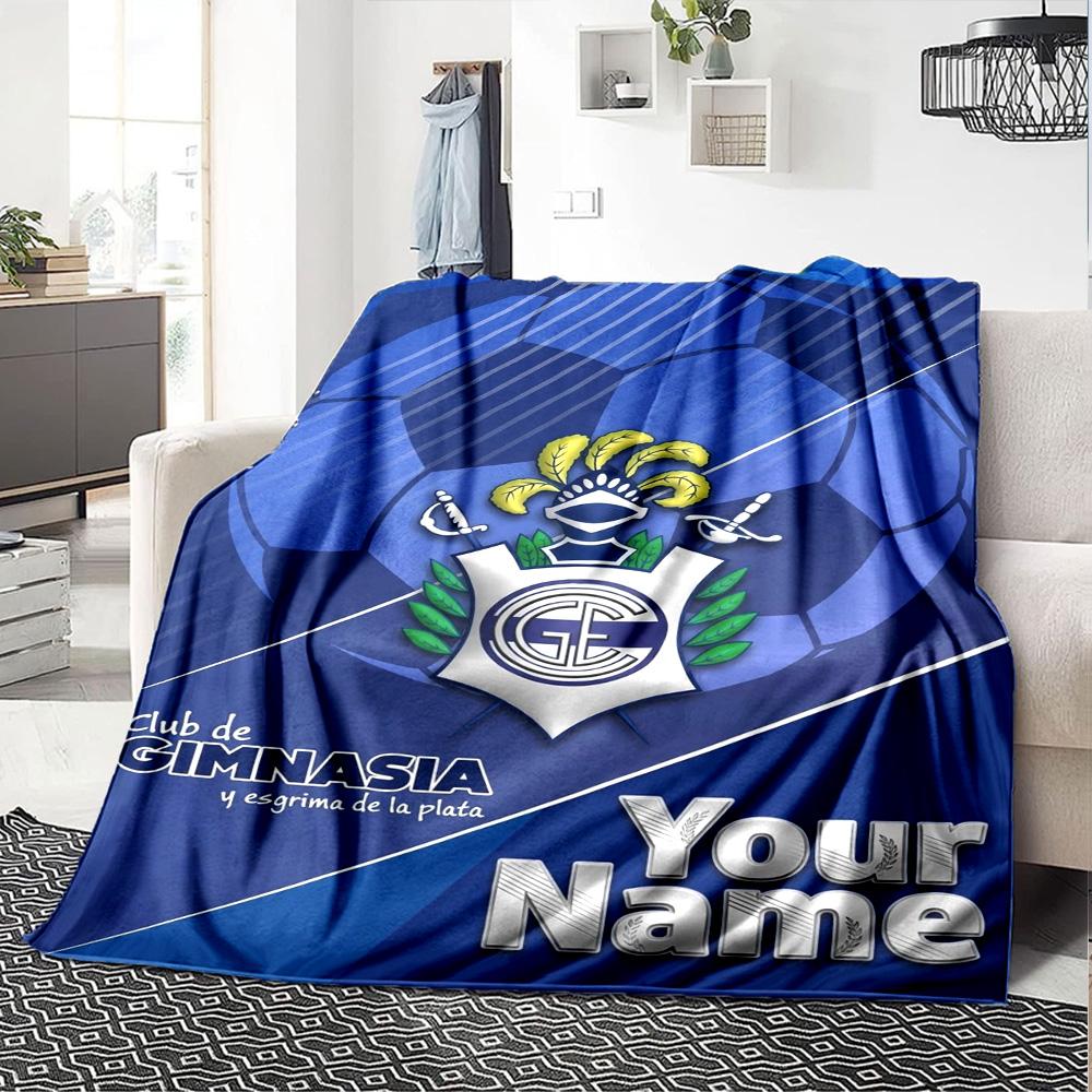 Name Custom Gimnasia de La Plata Print Flannel Blanket High Quality Warm Comfortable Cover for All Seasons Perfect for Gifts Home Decor