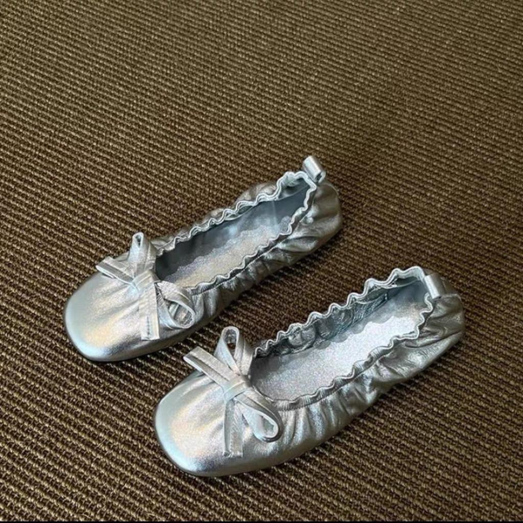 Sheepskin Version French Retro Style Square Head Fashion Temperament Simple Women's Flat Bottom Versatile Round Head Not Tired Feet Shallow Mouth