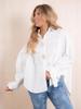 2025 High-End Women's Solid Color Shirt with Metal Flower Buckle - Long-Sleeve, Loose, Casual Style