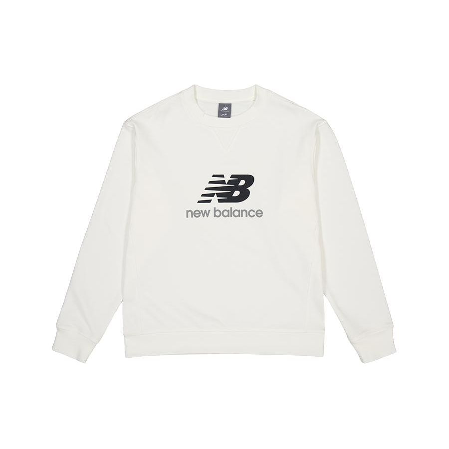 

New Balance Alphabet Crew Neck Casual Pullover Sweatshirt Unisex Tops White AMT41356-SST