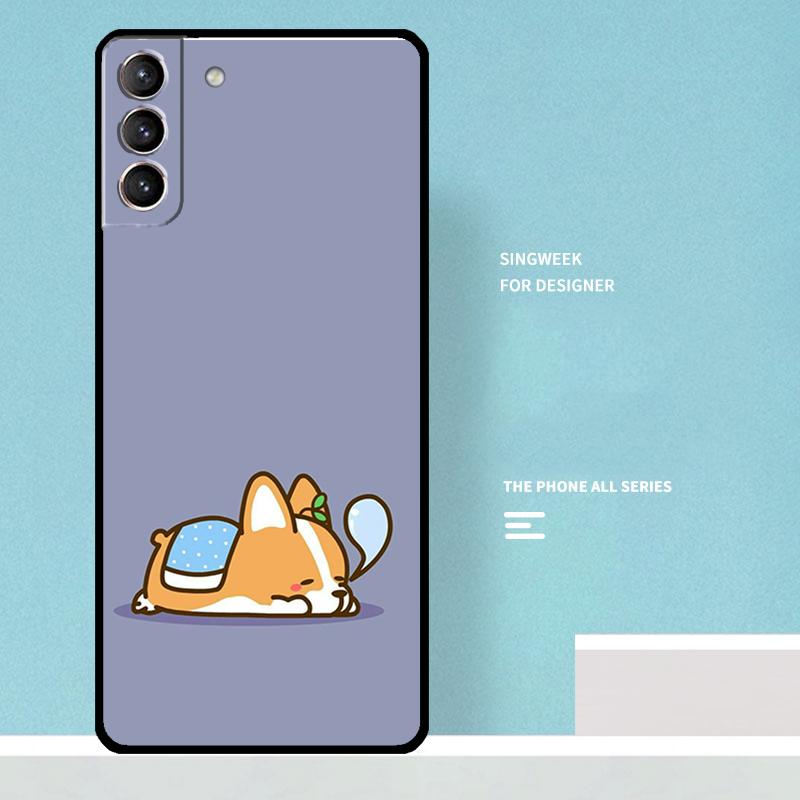 Cartoon Corgi Dog Case For Samsung Galaxy S25 Ultra S25 FE S20 S21 S22 S23 Plus S9 S10 S24 Ultra Phone Cover