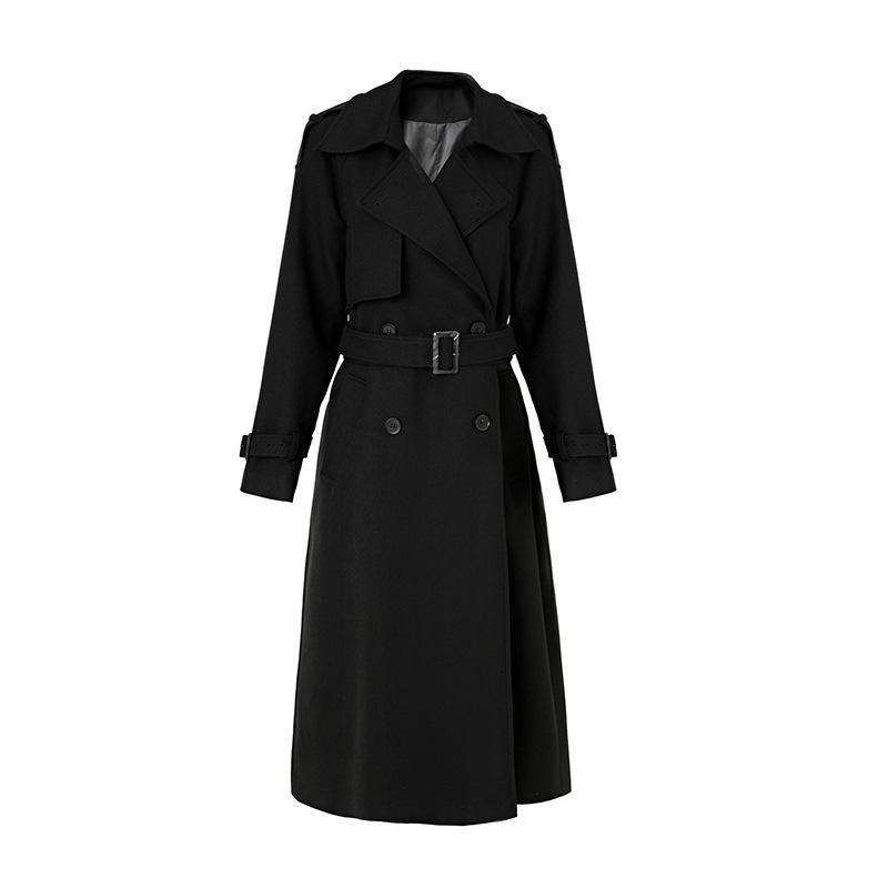 Hoher Trenchcoat schlicht Herbst und Winter mittel und lang hochwertiger Mantel minimalistischer doppelreihiger Trenchcoat