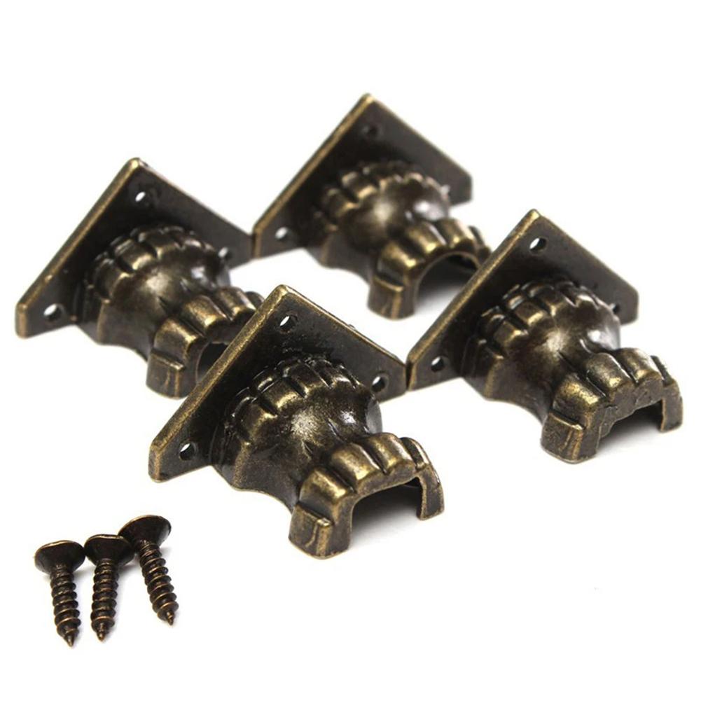 PCS Antique Wooden Box Cabinet Alloy Corner Protector Four Sided Foot Support